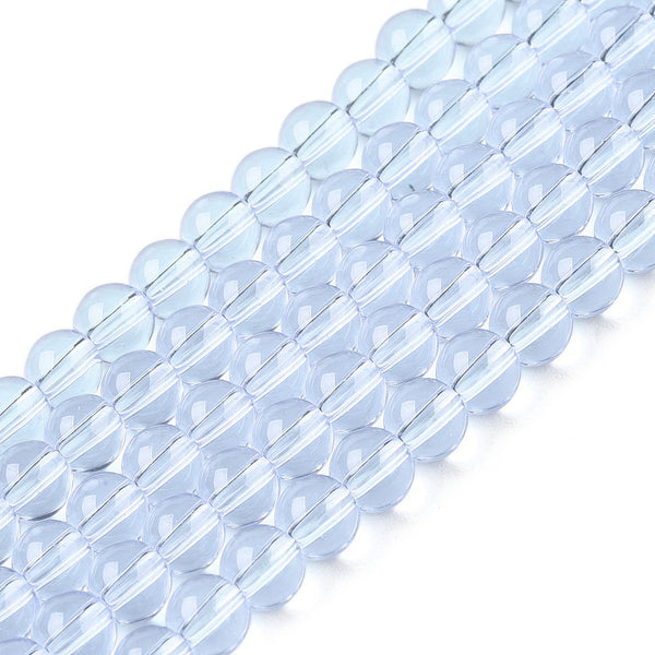 Glasperlen rund transparent hellblau 4mm 97 Stück / Strang