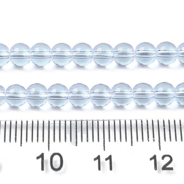 Glasperlen rund transparent hellblau 4mm 97 Stück / Strang