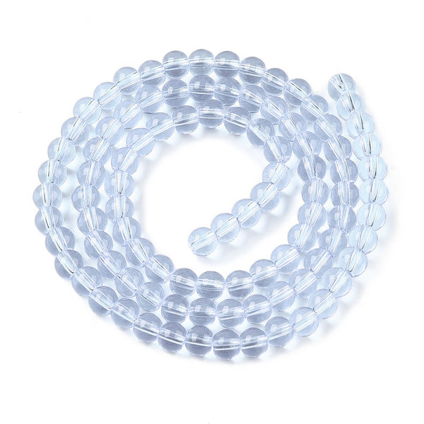 Glasperlen rund transparent hellblau 4mm 97 Stück / Strang