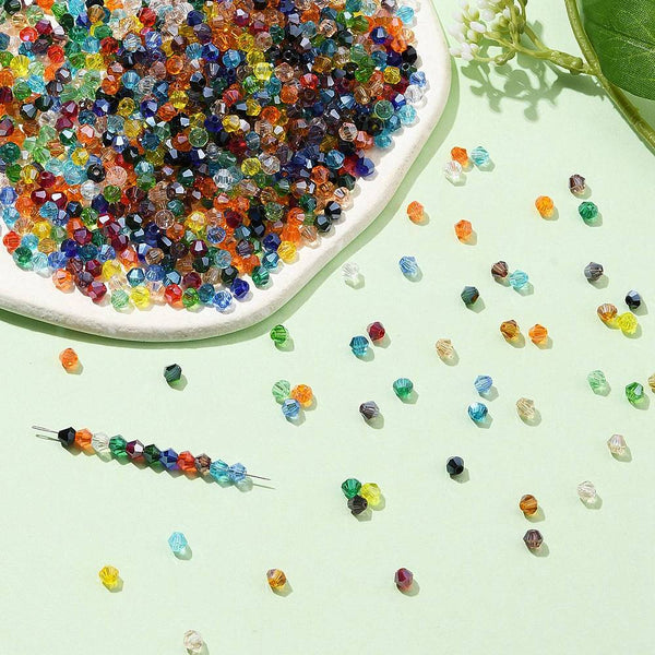 Glasperlen-Set Bicone 24 Farben 4x4mm 3600 Stück