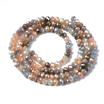 Glasperlen Abacus apricot-grau bedampft 3,5x3mm, 380Stk./Dose