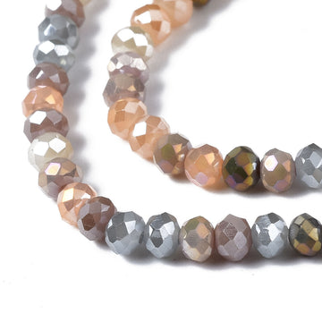 Glasperlen Abacus apricot-grau bedampft 3,5x3mm, 380Stk./Dose