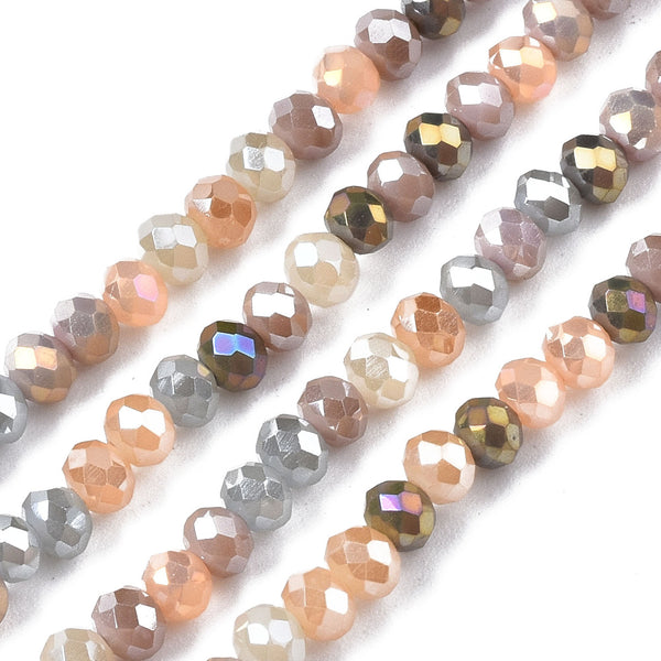 Glasperlen Abacus apricot-grau bedampft 3,5x3mm, 380Stk./Dose