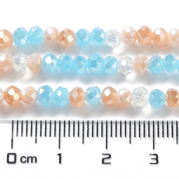 Glasperlen Rondelle facettiert Light Salmon-Mix 4x3mm 123 Stück / Strang