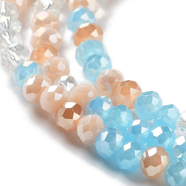 Glasperlen Rondelle facettiert Light Salmon-Mix 4x3mm 123 Stück / Strang