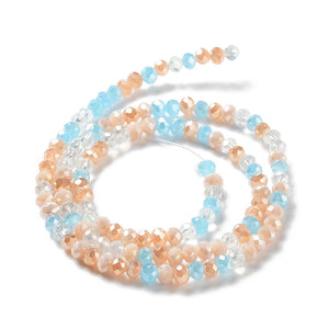 Glasperlen Rondelle facettiert Light Salmon-Mix 4x3mm 123 Stück / Strang