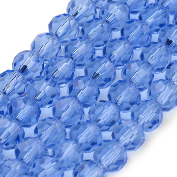 Glasschliffperlen Rondell facettiert kornblumenblau transparent 10mm 72 Stück / Strang