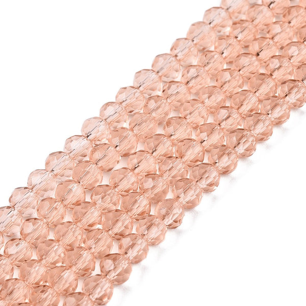 Glasschliffperlen Rondelle facettiert dark salmon 3,5x3mm 105 Stück / Strang