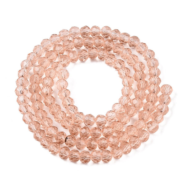 Glasschliffperlen Rondelle facettiert dark salmon 3,5x3mm 105 Stück / Strang