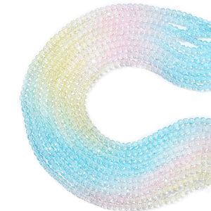 Glasschliffperlen facettiert multicolor transparent Farbverlauf 4mm 90 Stück / Strang