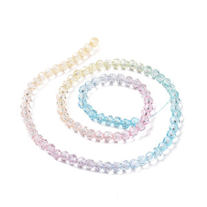 Glasschliffperlen facettiert multicolor transparent Farbverlauf 4mm 90 Stück / Strang
