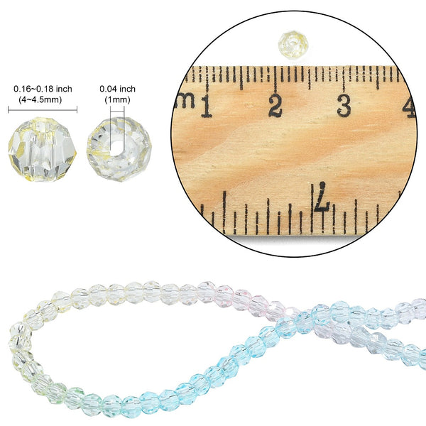 Glasschliffperlen facettiert multicolor transparent Farbverlauf 4mm 90 Stück / Strang