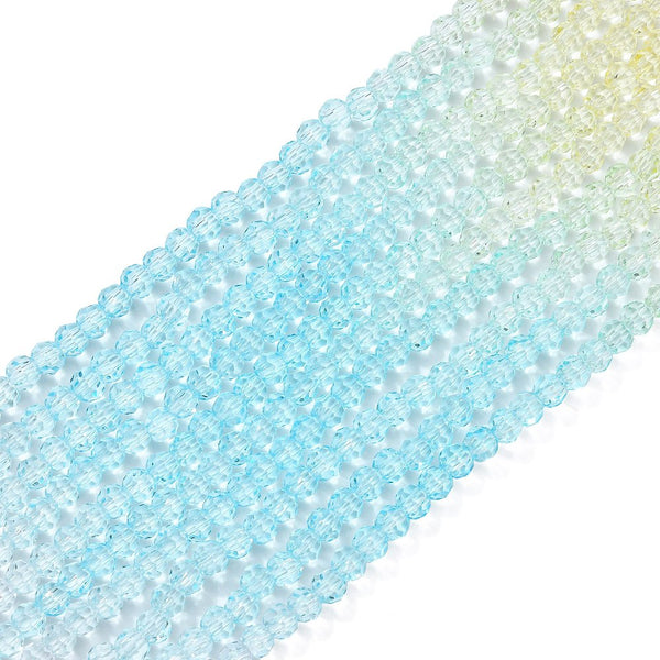 Glasschliffperlen facettiert multicolor transparent Farbverlauf 4mm 90 Stück / Strang