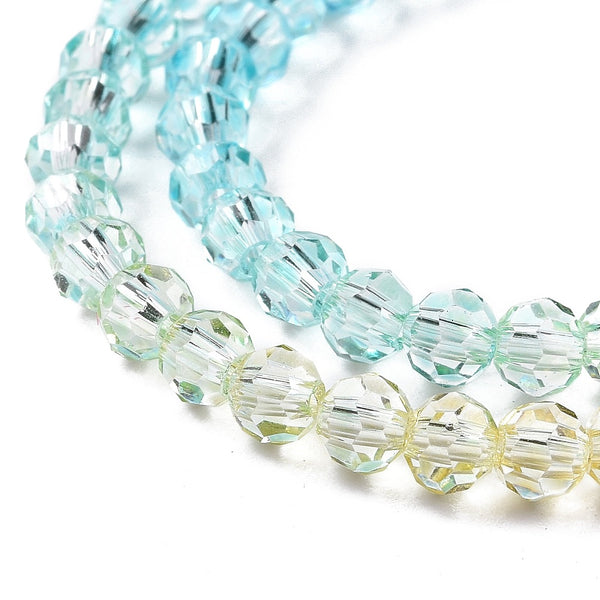 Glasschliffperlen facettiert multicolor transparent Farbverlauf 4mm 90 Stück / Strang