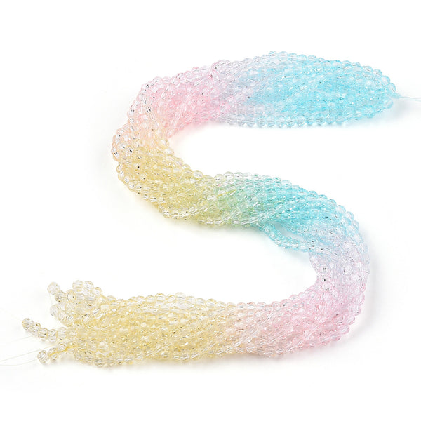 Glasschliffperlen facettiert multicolor transparent Farbverlauf 4mm 90 Stück / Strang