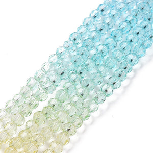 Glasschliffperlen facettiert multicolor transparent Farbverlauf 4mm 90 Stück / Strang