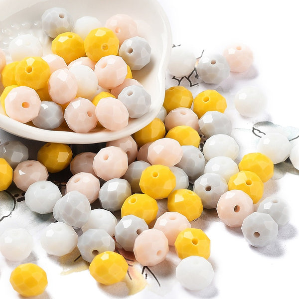 Glasschliffperlen Rondelle facettiert gelb-Mix 10x8mm 67 Stück / 60g