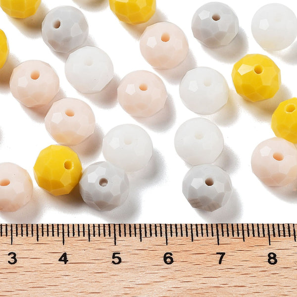 Glasschliffperlen Rondelle facettiert gelb-Mix 10x8mm 67 Stück / 60g