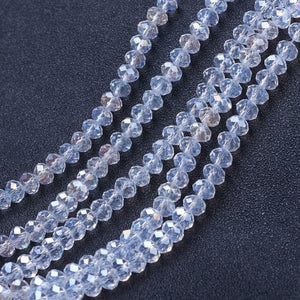 Glasschliffperlen Rondelle facettiert klar AB 8x6mm 1 Strang / 60 Stück