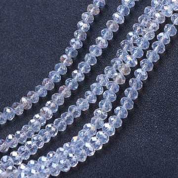 Glasschliffperlen Rondelle facettiert klar AB 8x6mm 1 Strang / 60 Stück