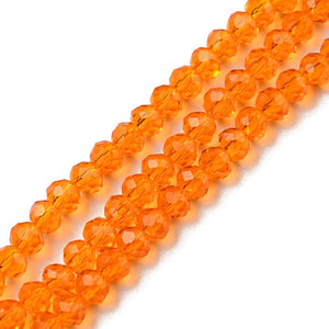 Glasschliffperlen Rondelle facettiert orange 3x2mm 135 Stück / Strang