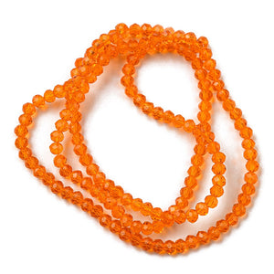 Glasschliffperlen Rondelle facettiert orange 3x2mm 135 Stück / Strang