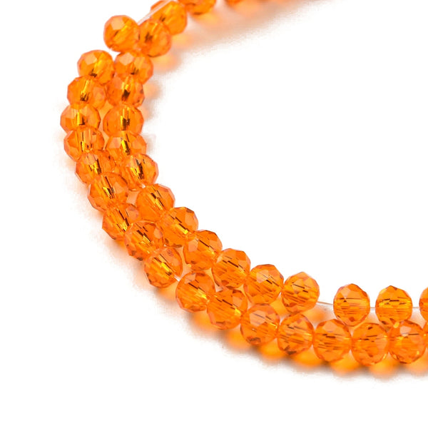 Glasschliffperlen Rondelle facettiert orange 3x2mm 135 Stück / Strang
