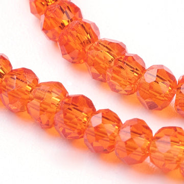 Glasschliffperlen Rondelle facettiert orangerot 3x2mm 135 Stück / Strang