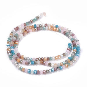 Glasperlen Rondelle facettiert Multicolor 3x2,5mm 176 Stück / Strang