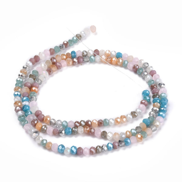 Glasperlen Rondelle facettiert Multicolor 3x2,5mm 176 Stück / Strang