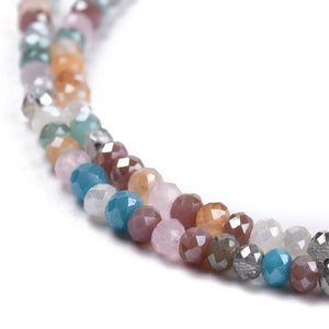 Glasperlen Rondelle facettiert Multicolor 3x2,5mm 176 Stück / Strang