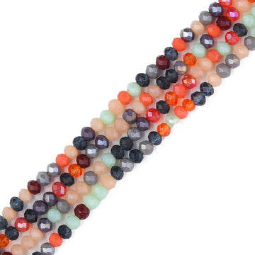 Glasperlen Rondelle facettiert Multicolor intensiv 3,5x3mm 130 Stück / Strang