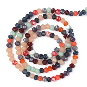 Glasperlen Rondelle facettiert Multicolor intensiv 3,5x3mm 130 Stück / Strang
