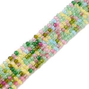 Glasschliffperlen rund facettiert Multicolor transparent 2mm 180 Stück / Strang