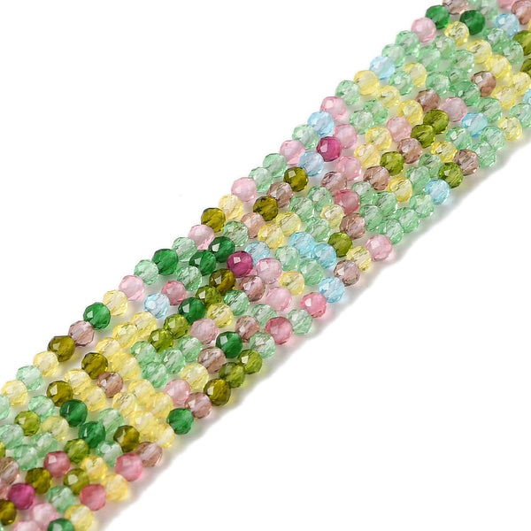 Glasschliffperlen rund facettiert Multicolor transparent 2mm 180 Stück / Strang