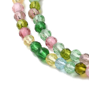 Glasschliffperlen rund facettiert Multicolor transparent 2mm 180 Stück / Strang