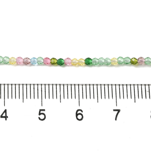 Glasschliffperlen rund facettiert Multicolor transparent 2mm 180 Stück / Strang