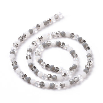 Glasschliffperlen rund facettiert grau 5,5mm 95 Stück / Strang