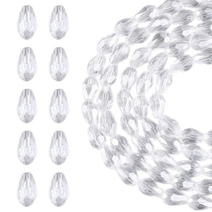 Glasschliffperlen Tropfen facettiert klar transparent 6x4mm 65 Stück / Strang