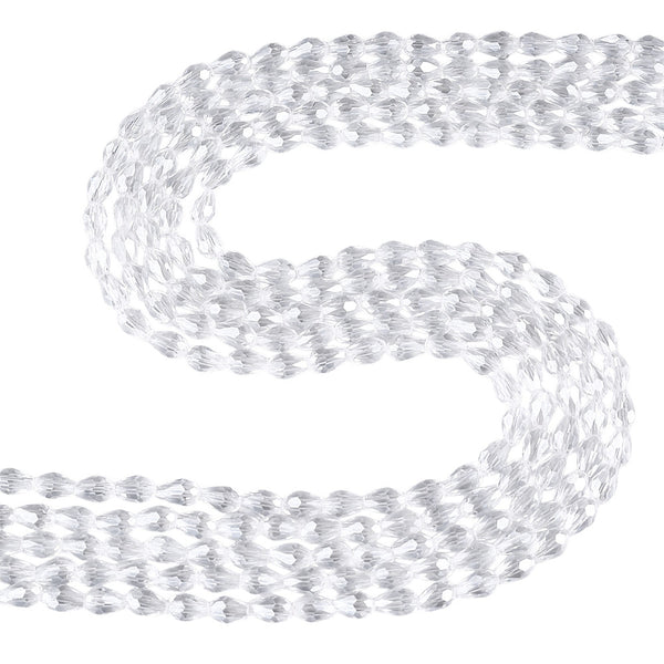 Glasschliffperlen Tropfen facettiert klar transparent 6x4mm 65 Stück / Strang