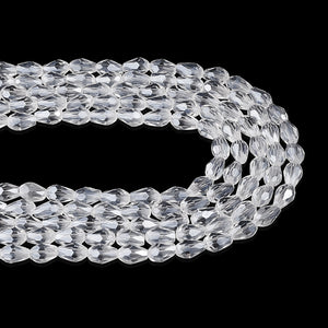 Glasschliffperlen Tropfen facettiert klar transparent 6x4mm 65 Stück / Strang