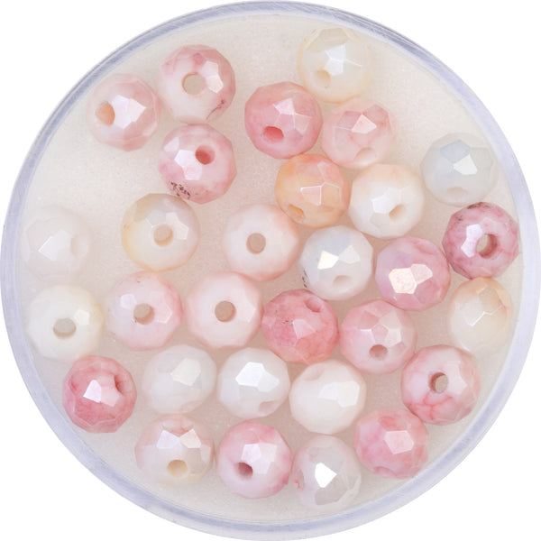 Glasschliffperlen facettiert Farb-Mix opak 6mm 30 Stück