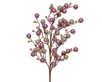 Glitterbeeren Ast rosa gold, 60x20cm