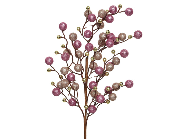 Glitterbeeren Ast rosa gold, 60x20cm