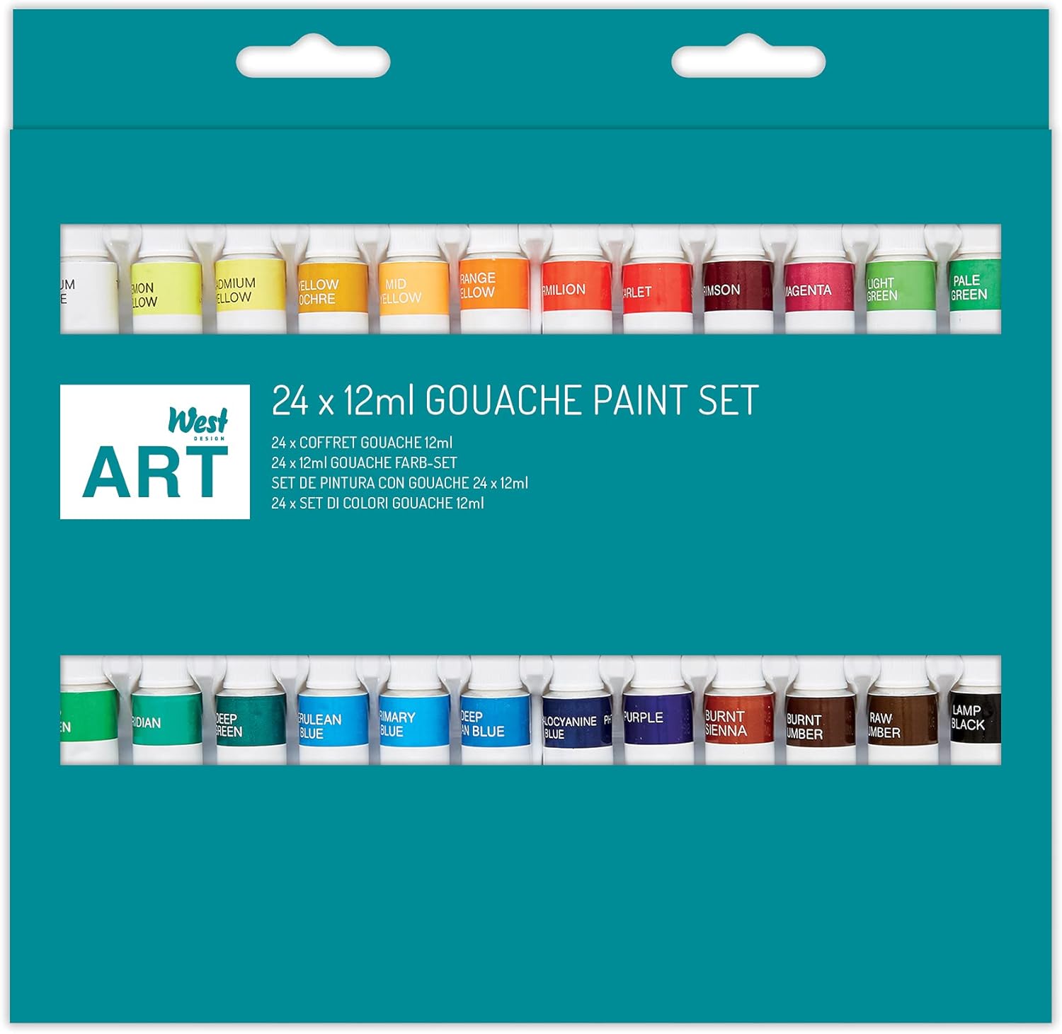 West Design Gouache Farben Set 24 Tuben á 12ml