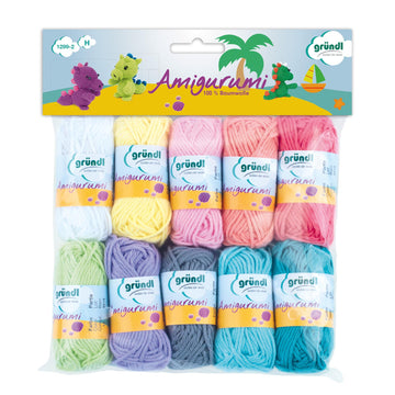 Amigurumi Wolle-Set Pastellfarben 10 Knäule 100% Baumwolle