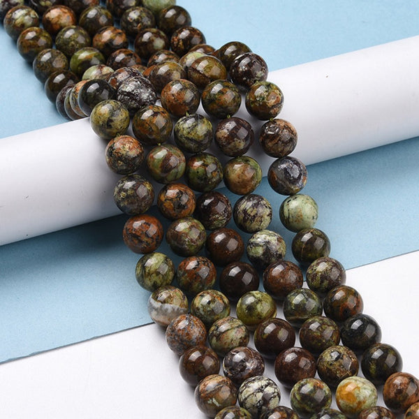 Grüner Opal natürlich Edelsteinperlen 10mm rund 1 Strang 40cm 40Stück