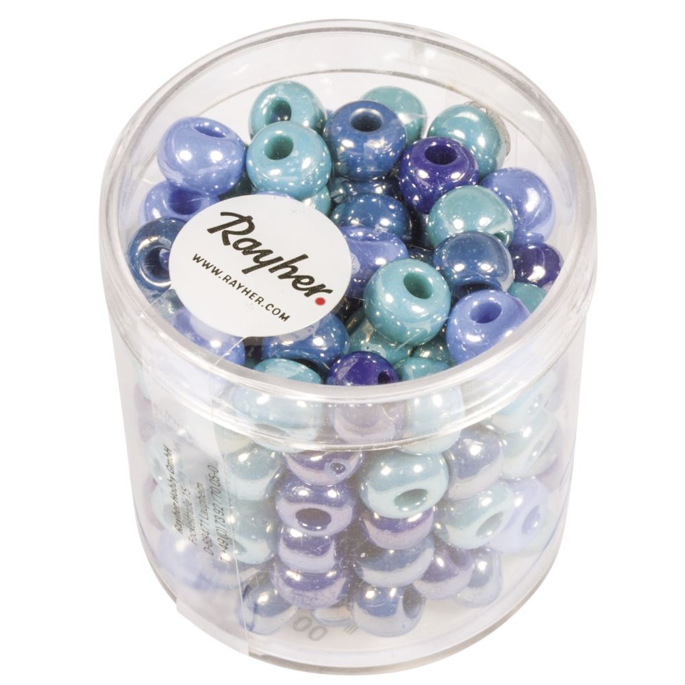 Glas-Großlochradl opakblau-türkis Töne ø 6,7 mm Dosis 55g
