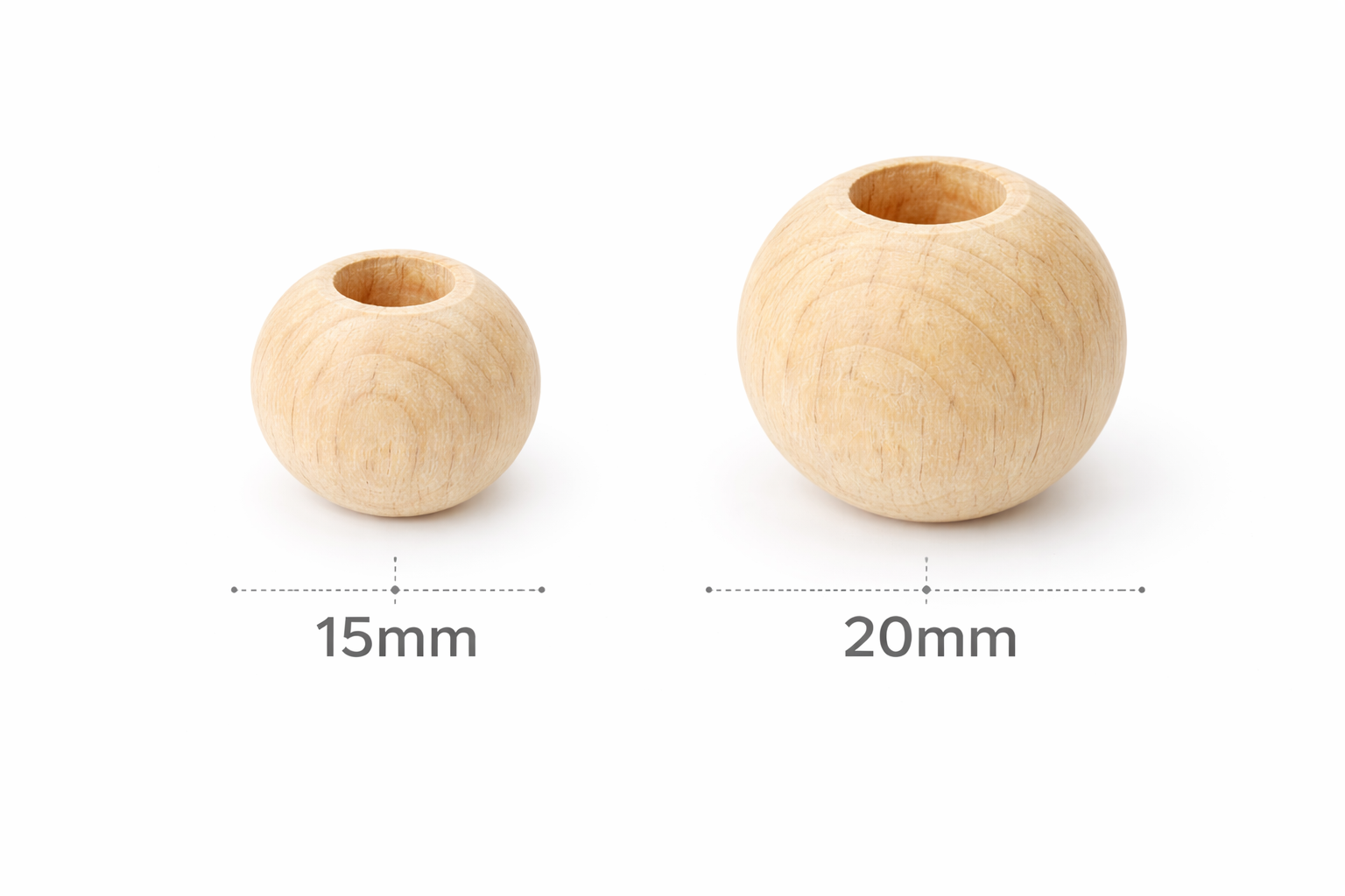 Großloch Holzperlen natur 15mm 10 Stück