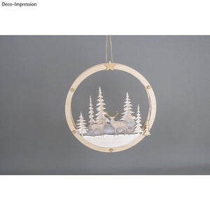 Holz-Kranz Winterland Set FSCMixCred 30cm ø 14-teilig mit Stegen natur